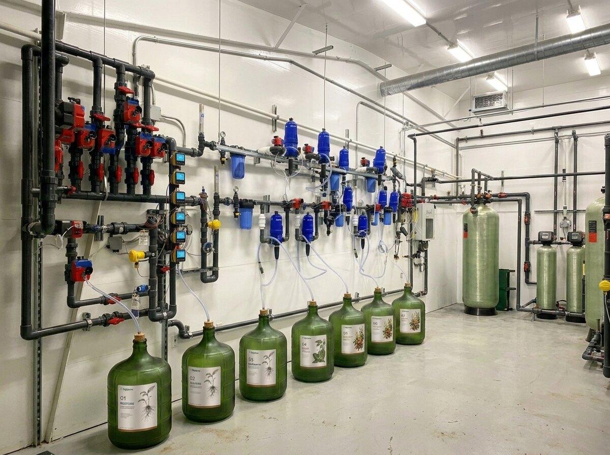 The six AgriPure products connected into a fertigation skid